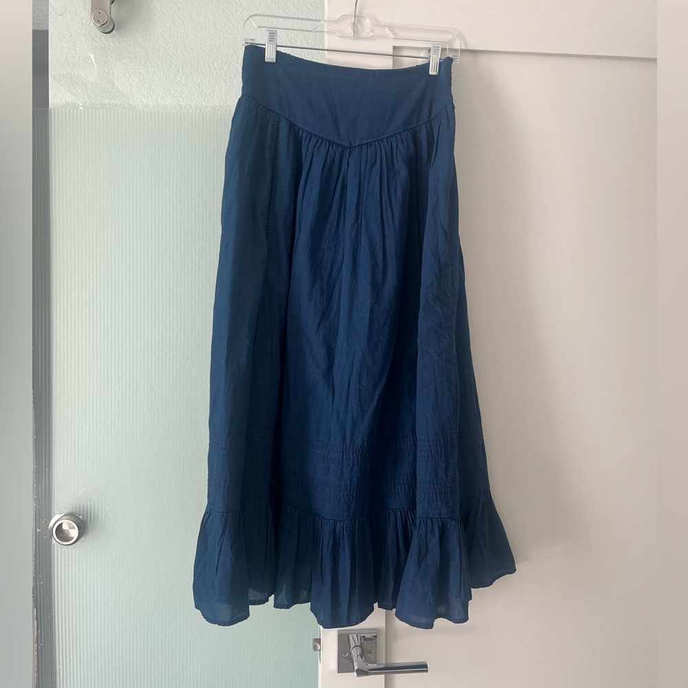 AE 100% Cotton High Waist Maxi Skirt with Ruffle